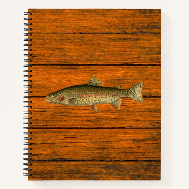 Rainbow Trout Wood Grain Spiral Notebook (Front)