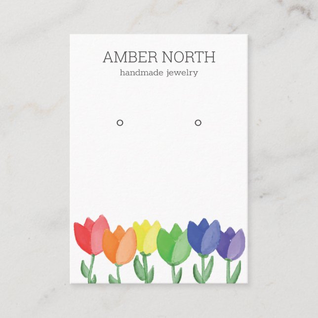 Rainbow Tulip  Flower Jewellery  Earring Display Business Card (Front)
