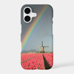 Rainbow, tulips and windmill iPhone case