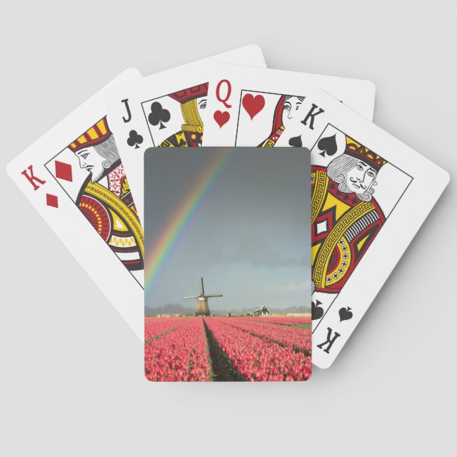 Rainbow, tulips and windmill playing cards (Back)