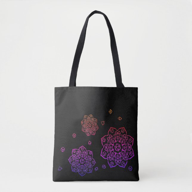 Rainbow Tumbling Dice Mandala Tote  Bag (Front)