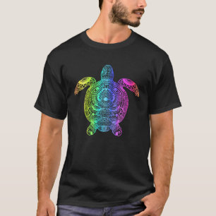 Rainbow Turtle Mandala Watercolor Lotus Yoga Medit T-Shirt