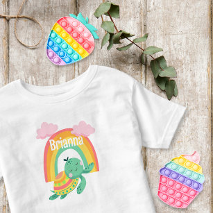 Rainbow Turtle   Rainbow and Clouds Personalised  Toddler T-Shirt
