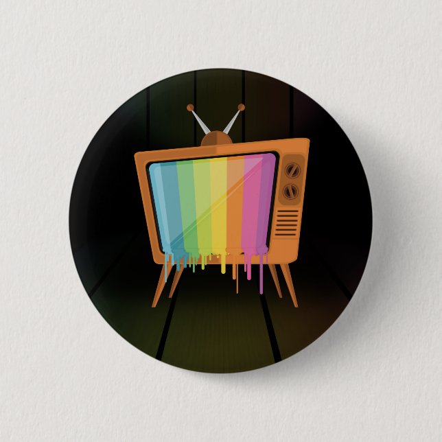 Rainbow TV 6 Cm Round Badge (Front)