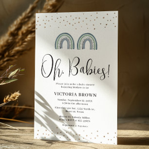 Rainbow Twin Babies Baby Shower Invitation