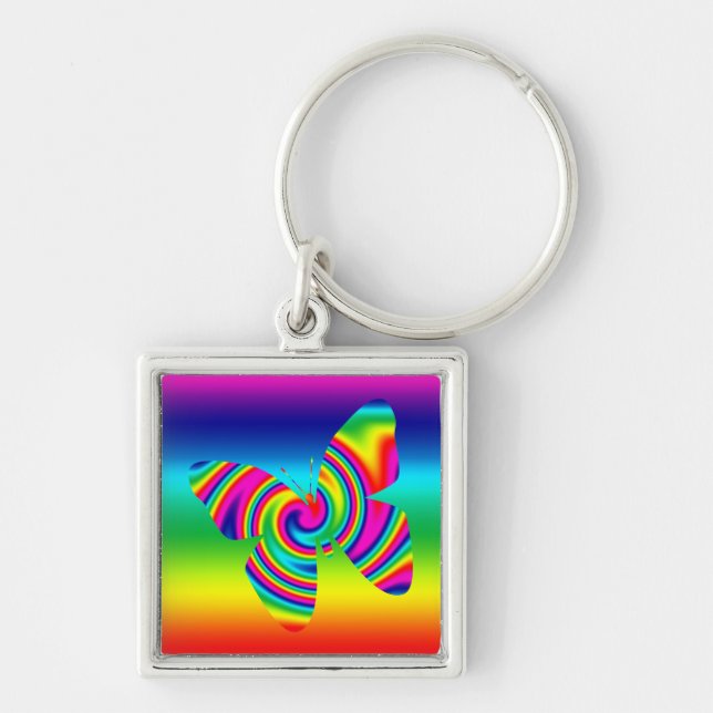 Rainbow Twirl Butterfly Key Ring (Front)
