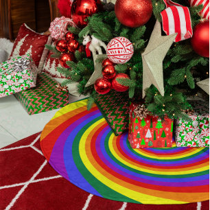 Rainbow Twirl Pattern Fleece Tree Skirt