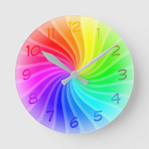 Rainbow Twirl Round Clock
