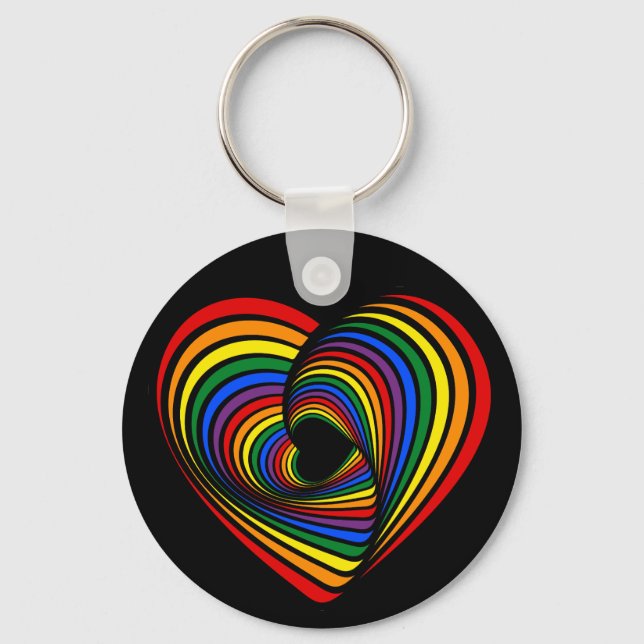 Rainbow Twist Heart Key Ring (Front)