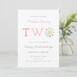 Rainbow Two Kid's birthday party Invitation