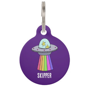 Rainbow UFO Personalised Pet Tag