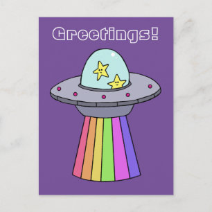 Rainbow UFO Postcard