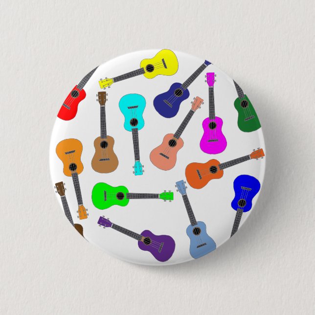 Rainbow Ukulele 6 Cm Round Badge (Front)