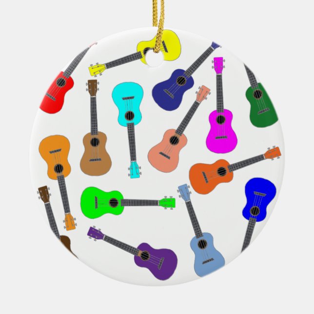 Rainbow Ukulele Ceramic Tree Decoration (Front)