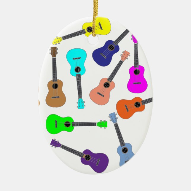 Rainbow Ukulele Ceramic Tree Decoration (Front)