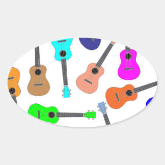Rainbow Ukulele Oval Sticker