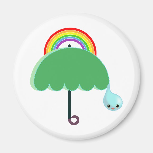 rainbow umbrella drop rain magnet (Front)
