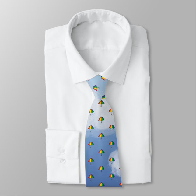 Rainbow Umbrella Neck Tie (Tied)