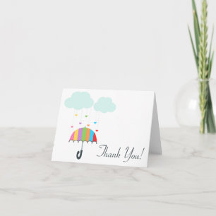 Rainbow Umbrella Neutral Baby Shower Thank You Card