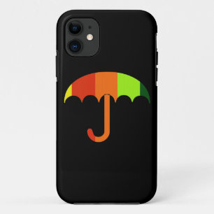 Rainbow Umbrella on Black Background iPhone 11 Case