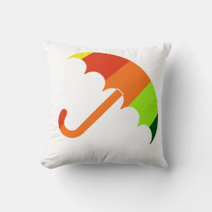 Rainbow Umbrella on White Background Cushion