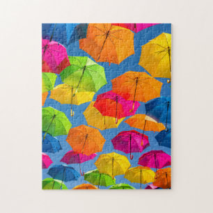 Rainbow Umbrella Whimsical Colourful Jigsaw Puzzle
