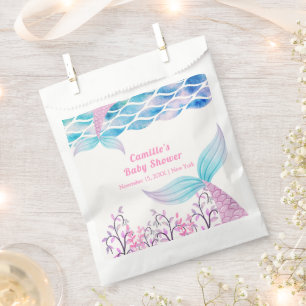 Rainbow Under Sea Mermaid Tail Baby Shower Favour Bags