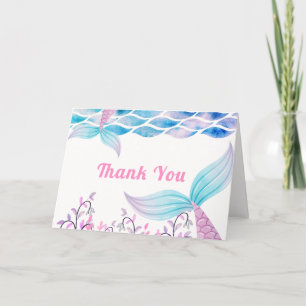 Rainbow Under Sea Mermaid Tail Baby Shower Thank You Card
