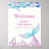 Rainbow Under Sea Mermaid Tail Baby Shower Welcome