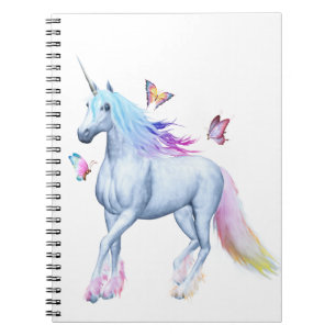 Rainbow unicorn and butterflies spiral notebook