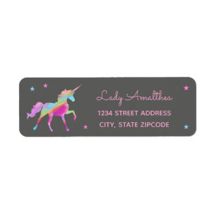 Rainbow Unicorn And Stars Address Label