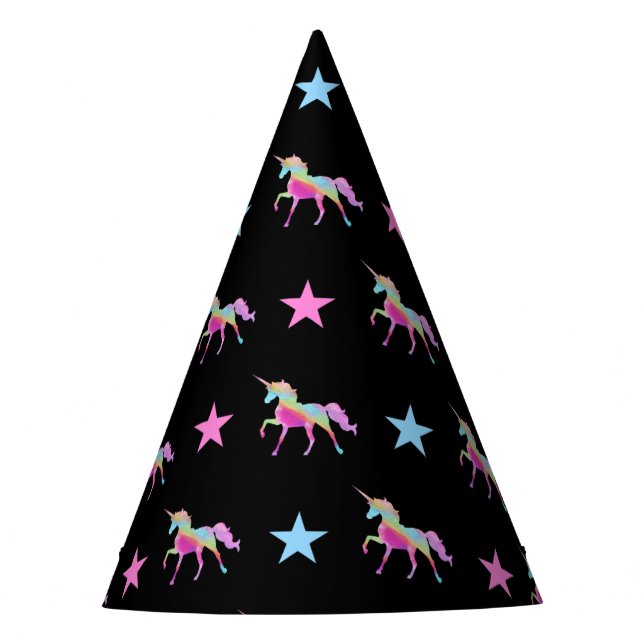 Rainbow Unicorn And Stars Party Hat (Front)