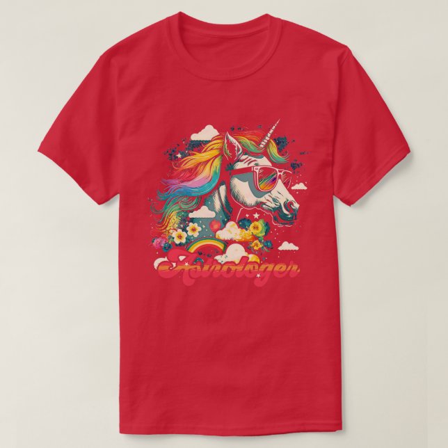 Rainbow Unicorn Astrologer T-Shirt (Design Front)