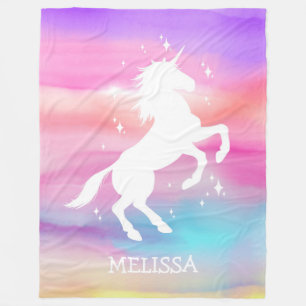 Rainbow unicorn baby blanket personaized gift