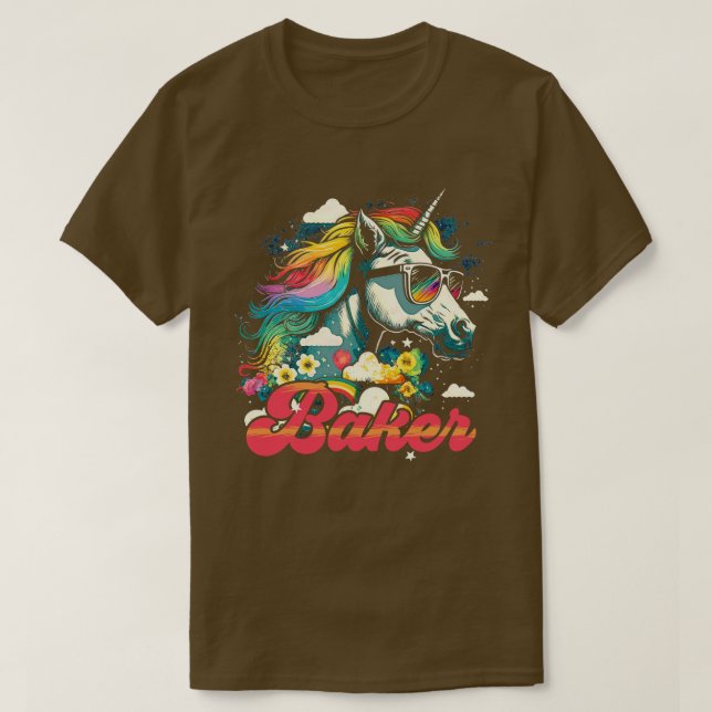 Rainbow Unicorn Baker T-Shirt (Design Front)