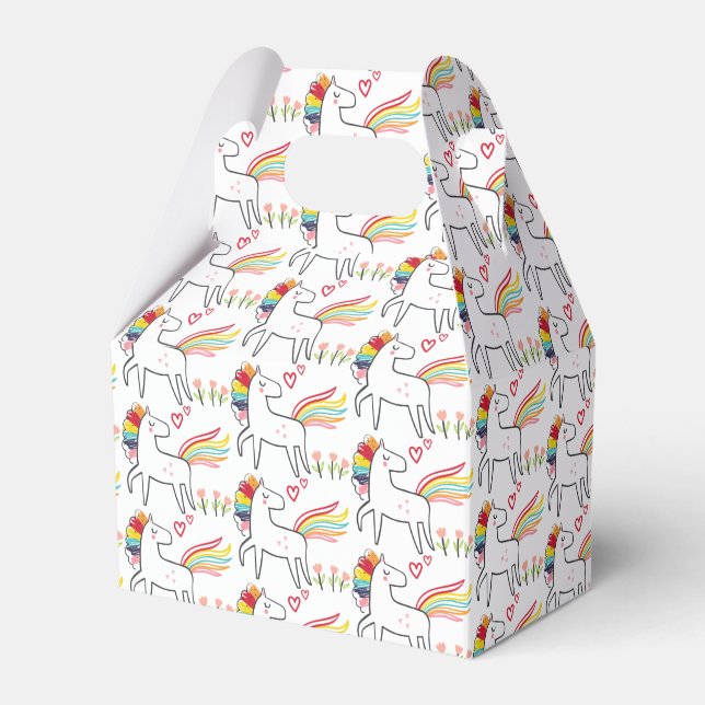 Rainbow Unicorn Birthday Custom Name Favour Box (Front Side)