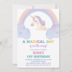 Rainbow Unicorn Birthday Invitations