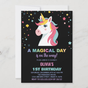 Rainbow Unicorn Birthday Invitations