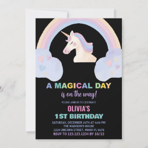 Rainbow Unicorn Birthday Invitations