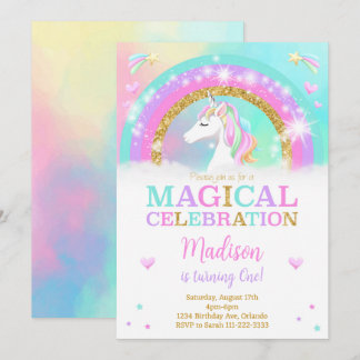 Rainbow Unicorn Birthday Invite