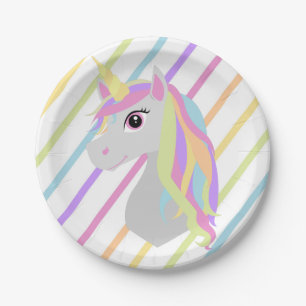 Rainbow Unicorn Birthday Paper Plates