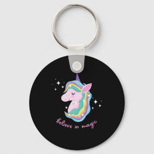 Rainbow Unicorn Birthday Party Baby      Key Ring