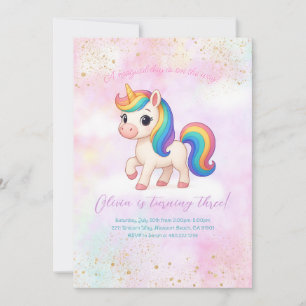 Rainbow Unicorn Birthday Party Invitation