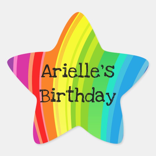 Rainbow Unicorn Birthday Party Star Sticker (Front)
