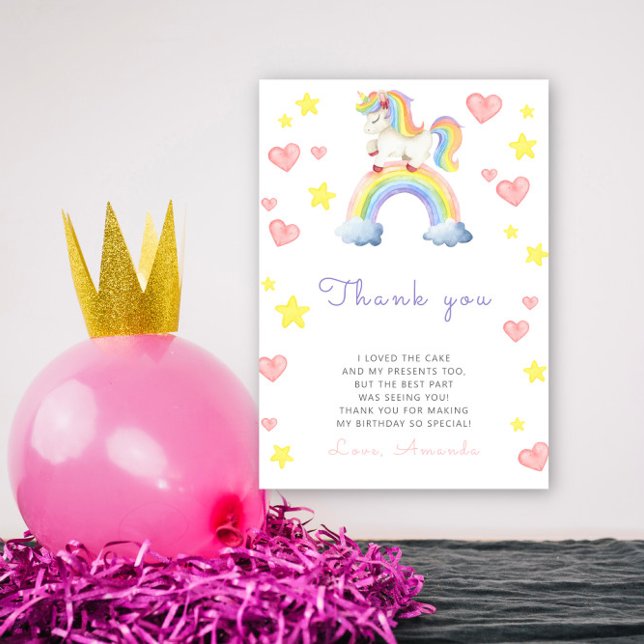 Rainbow Unicorn Birthday party thank you  (Creator Uploaded)