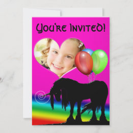 Rainbow Unicorn Birthday (photo card) Invitation