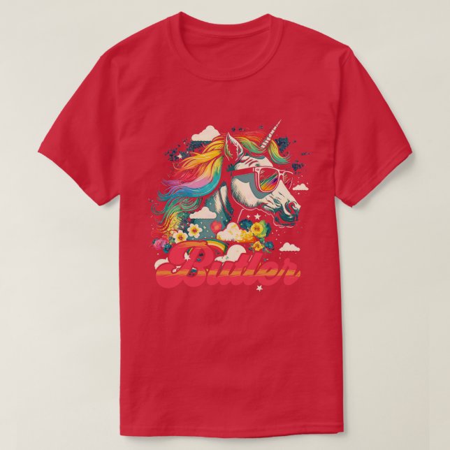 Rainbow Unicorn Butler T-Shirt (Design Front)