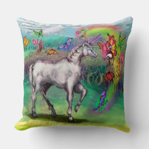 Rainbow Unicorn Butterflies Faeries Cushion