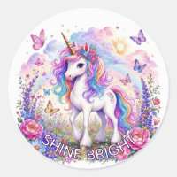 Rainbow Unicorn Butterfly Garden Magical Fantasy A