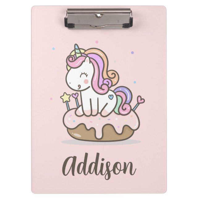 Rainbow Unicorn Cake Personalised Clipboard (Front)